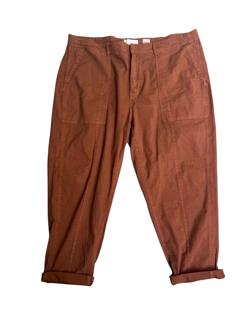 Anthropologie The Wanderer Women’s Rust-Tone Chino Utility Cargo Pants Size 22W
